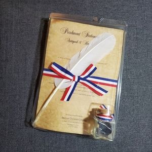 Parchment Stationary Set with Ink and Feather